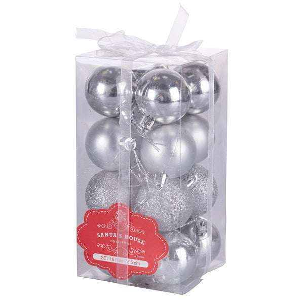 sconto Set de 16 Boules de Noël Ø5 cm en Plastique Argenté