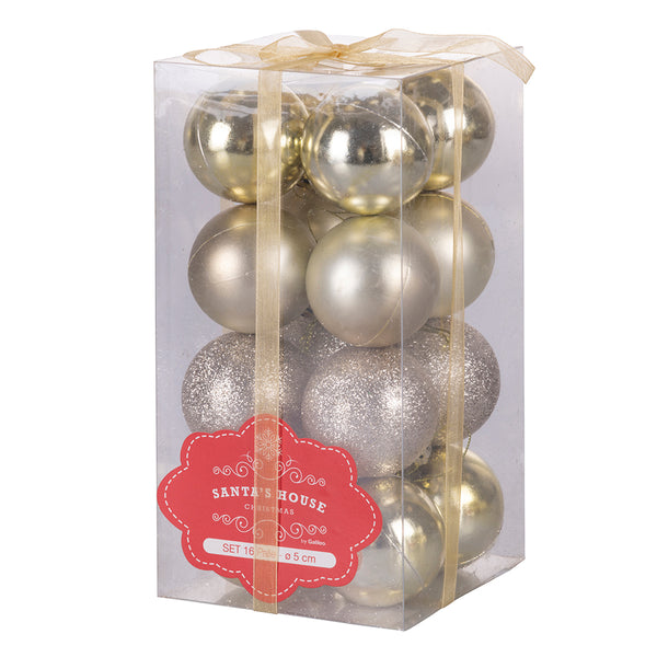 Lot de 16 Boules de Noël Ø5 cm en Plastique Champagne sconto