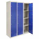 Set 3 Armadietti 12 Ante 45x38x180 cm per Scuole Palestre e Spogliatoi in Acciaio Blu-1