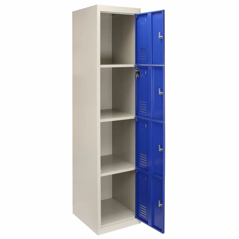 Set 3 Armadietti 12 Ante 45x38x180 cm per Scuole Palestre e Spogliatoi in Acciaio Blu-8