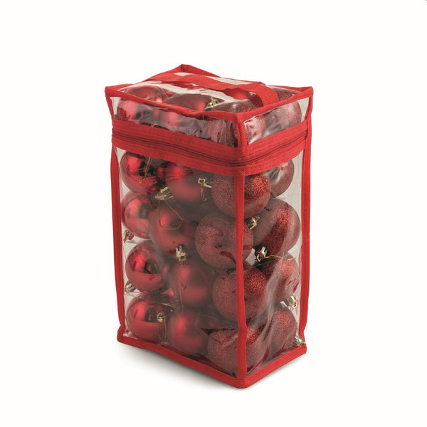 sconto Lot de 30 boules de Noël en plastique Ø6 cm avec sac rouge