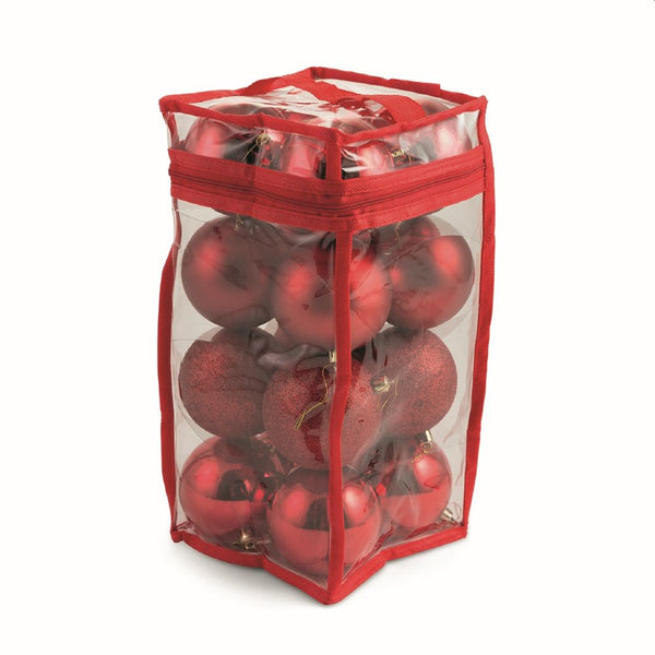 Lot de 16 boules de Noël en plastique Ø8 cm avec sac rouge sconto