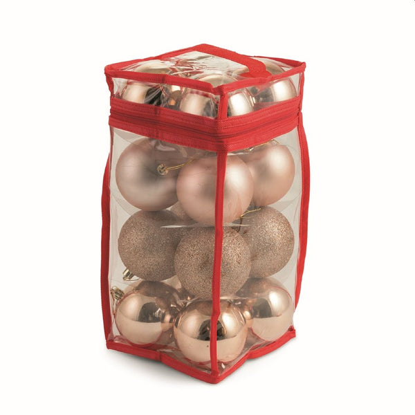 prezzo Lot de 16 boules de Noël en plastique Ø8 cm avec sachet en cuivre