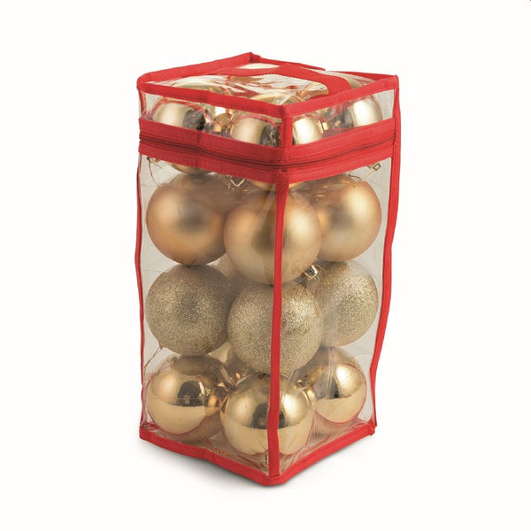 sconto Lot de 16 boules de Noël en plastique Ø8 cm avec sachet doré