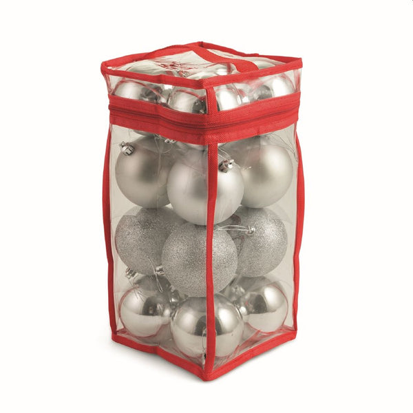 sconto Lot de 16 boules de Noël en plastique Ø8 cm avec sachet argenté