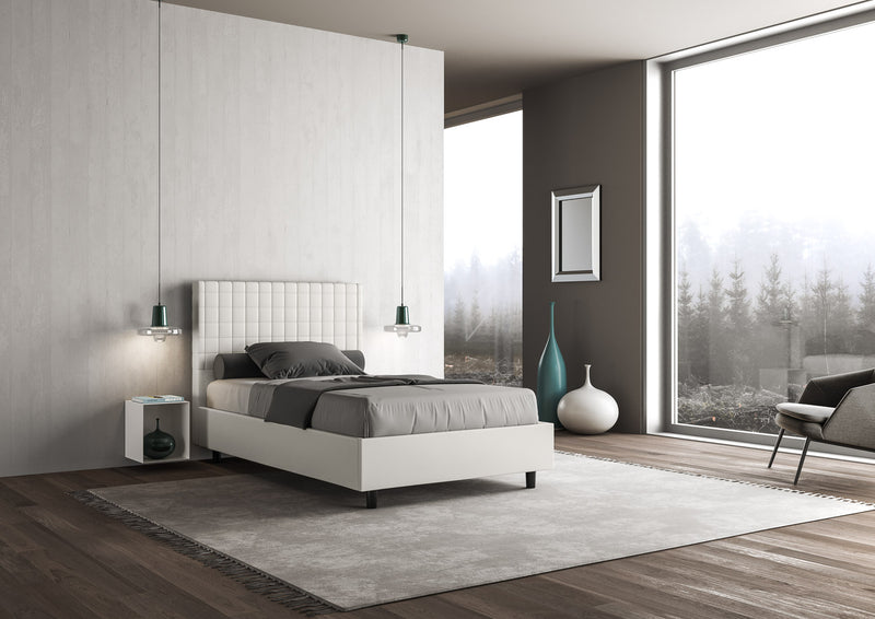 Letto Singolo 100x190 cm con Rete e Contenitore Sunny Bianco-4