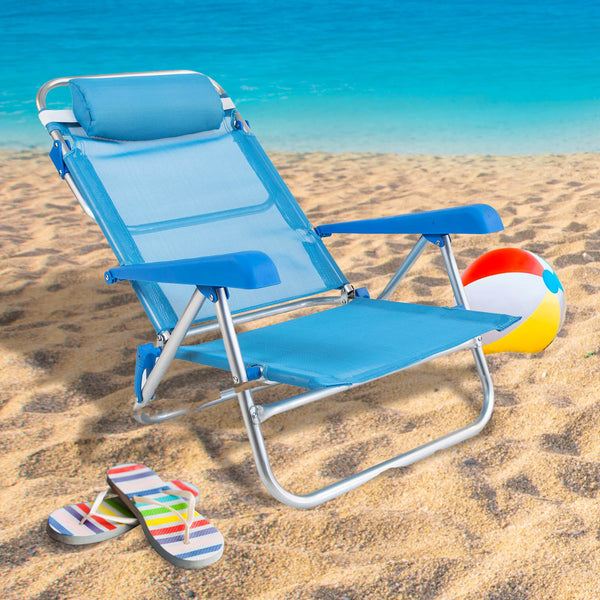 sconto Chaise longue pliante Spiaggina 50x52/59x25/75 cm en aluminium et textilène bleu clair