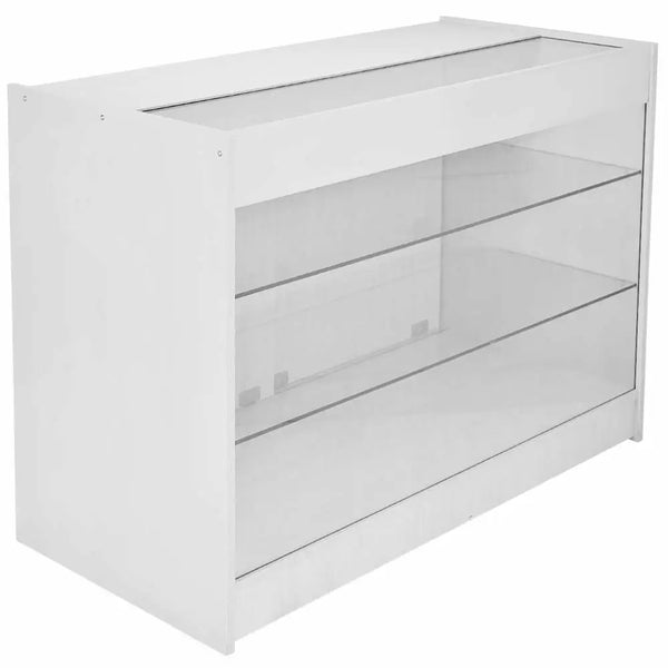 Présentoir 120x90x60 cm pour magasin avec vitrine et étagères en verre blanc brillant prezzo