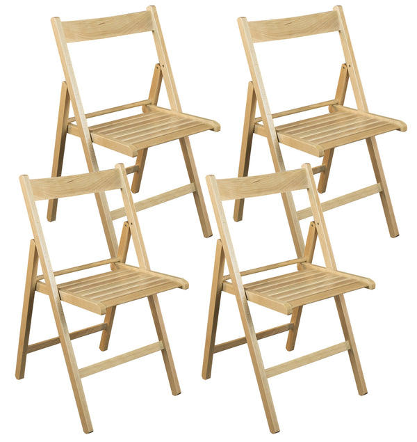 online Lot de 4 Chaises Pliantes 47,5x42,5x45/79 cm en Bois de Hêtre FSC Brillant