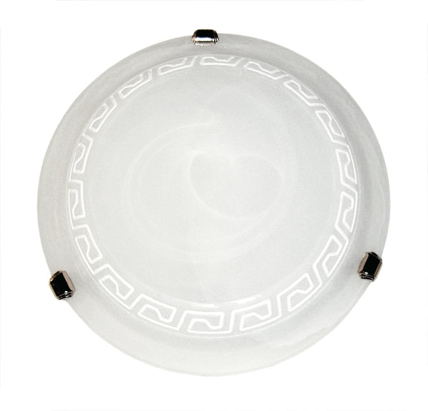 online Plafonnier classique en verre d'albâtre blanc, intérieur rond grec E27