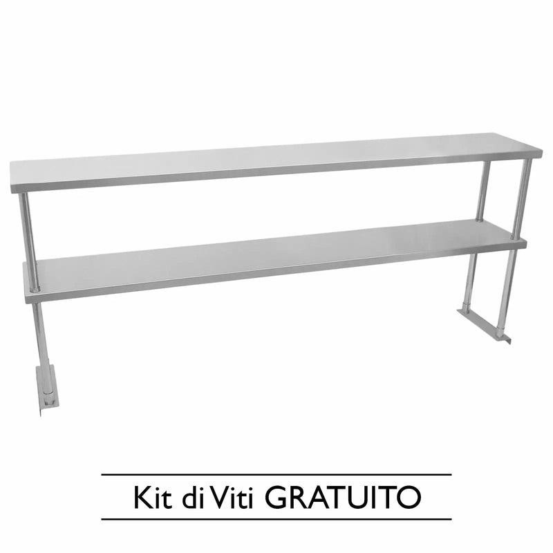 Ripiano per Tavolo da Cucina Ristorante Pizzeria 180x75x30 cm con Mensola in Acciaio-3