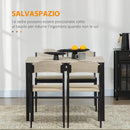 Set da Pranzo Tavolo Rettangolare e 4 Sedie in Acciaio e MDF Nero e Rovere-4