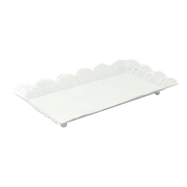 Vassoio Rettangolare 43x28xh5 cm in Metallo Bianco sconto