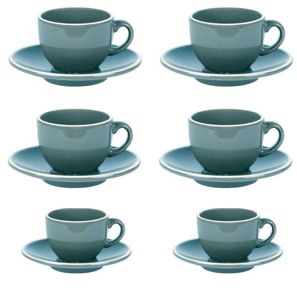 Set de 6 tasses à café avec soucoupe 8x5xh6,5 cm en grès cérame Otello Blu crème sconto