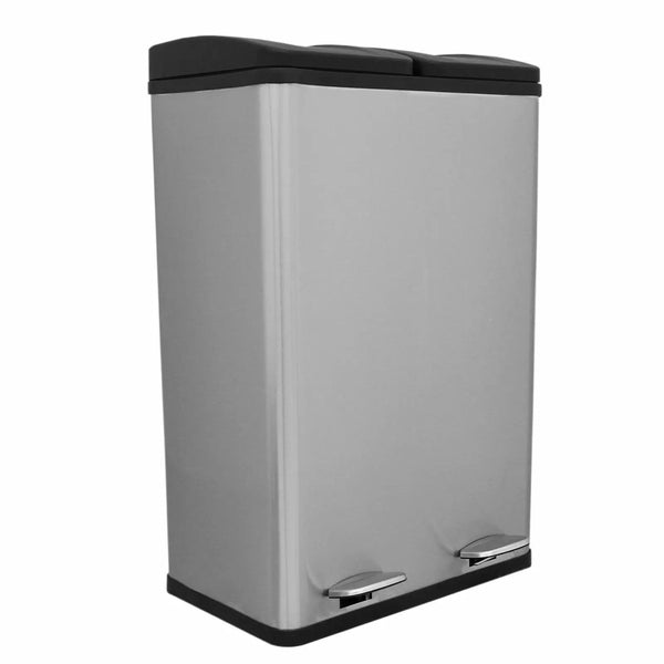 Poubelle pour tri sélectif 47x71x36 cm deux compartiments 60 litres en acier online