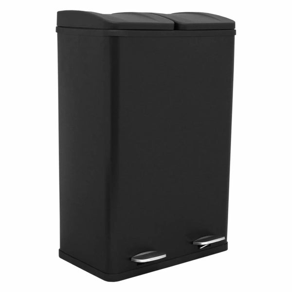 online Poubelle pour collecte sélective 47x71x36 cm deux compartiments 60 litres en acier noir