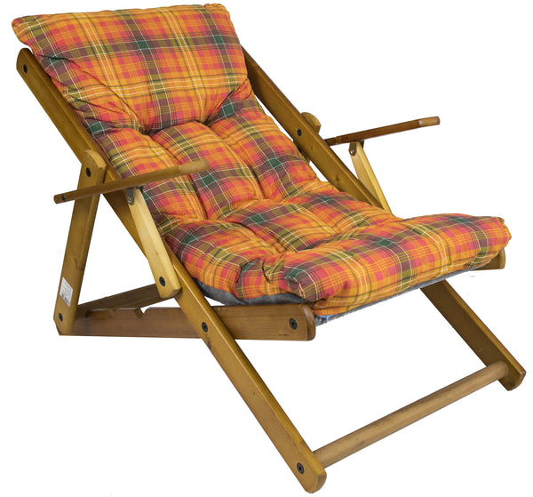 Fauteuil Relax 3 Positions en Bois avec Coussin Rembourré Rouge sconto