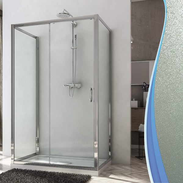 prezzo Cabine de Douche 3 Côtés 1 Porte Coulissante En Cristal Opaque 6mm H185 Fosterberg Kolding Trio Différentes Tailles