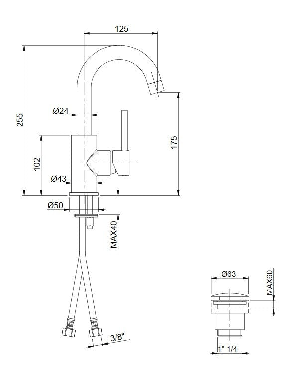 Rubinetto Miscelatore Monocomando Alto Girevole Lavabo in Ottone Cromato Bonussi-2