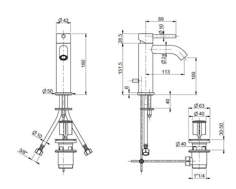 Rubinetto Miscelatore Monocomando Lavabo in Ottone Cromato Bonussi Missisipi-2