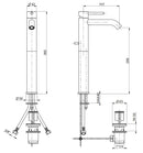 Rubinetto Miscelatore Monocomando Lavabo Alto con Bocca Lunga in Ottone Cromato Bonussi Missisipi-2