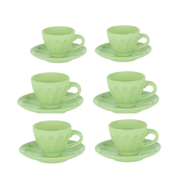 Set de 6 Tasses à Café avec Soucoupe Ø7,5xh4 cm en Grès Cérame Vert Clair Amleto acquista