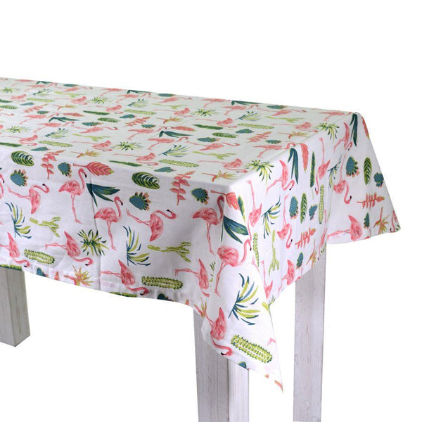 Nappe rectangulaire 140x240 cm en coton 180 g/m² Flamant rose sconto