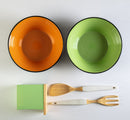 Set Cucina Verde Arancio e Bianco 5 Pezzi-1