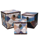 Set 3 Scatole in Similpelle blu marocco quadro-1