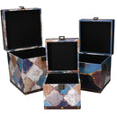 Set 3 Scatole in Similpelle blu marocco quadro-3