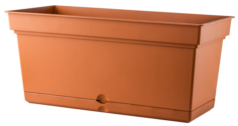 Vaso 78x38x38 cm in Polipropilene con Riserva d'Acqua e Sottovaso Tulli Aqua Elements 78 Terracotta-1