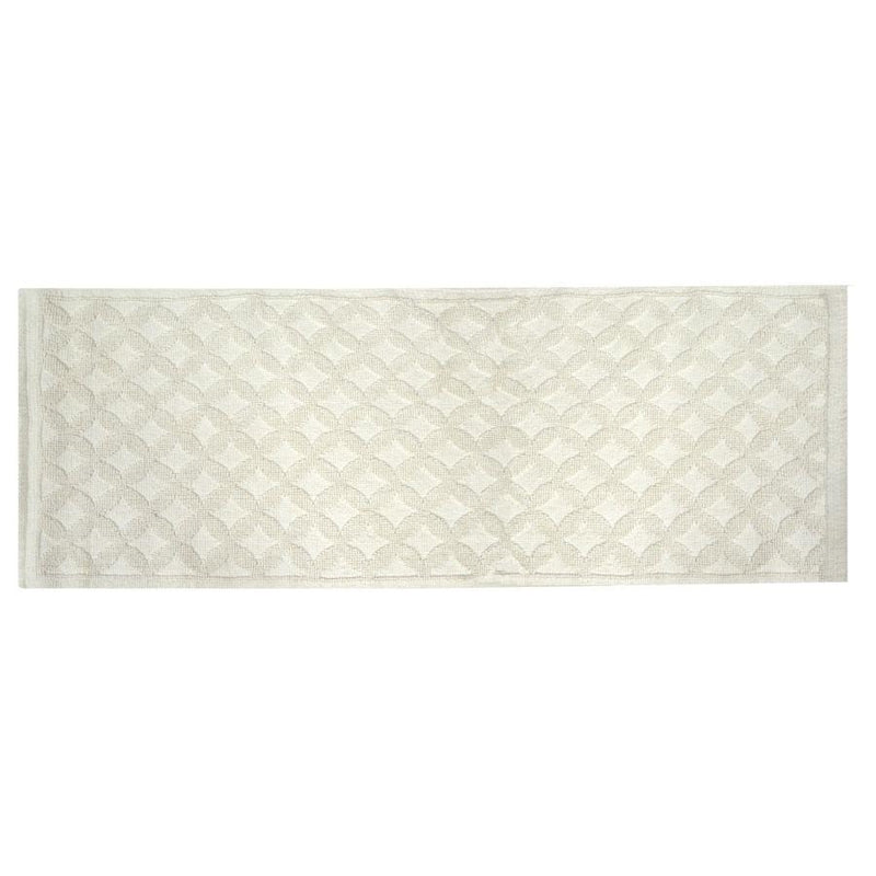 Tappeto Bagno Design Rombi 50x150 cm in Cotone Bianco-1