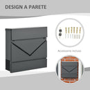 Cassetta Postale con Portagiornali 37x10,5x37 cm 2 Chiavi in Acciaio Zincato Grigio-6