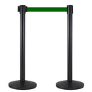 2 Colonnine Tendinastro 3 metri in Metallo Nero Opaco Ø36x101 cm Nastro Verde-1