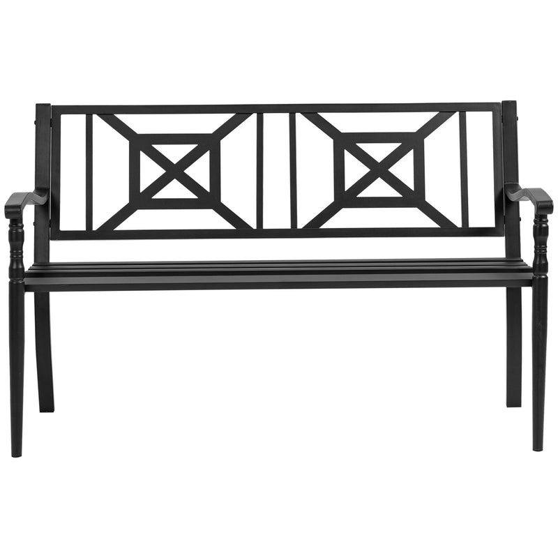 Panchina 2 Posti da Giardino 128x62,5x81,5 cm in Acciaio Nero-7