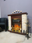 Camino Elettrico da Pavimento 90,3x98x30 cm Effetto Fiamma 2000W Rock & Galileo Gold-4