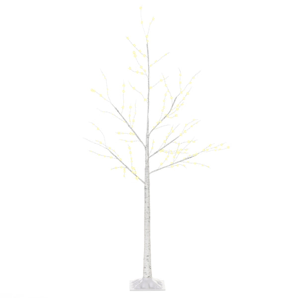 sconto Sapin de Noël Blanc avec Lumières LED 20x20x150 Base Carrée en Acier et Polypropylène