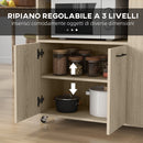 Carrello da Cucina con Ripiano 2 Ante 75x40x80,5 cm in Truciolato Rovere e Nero-6