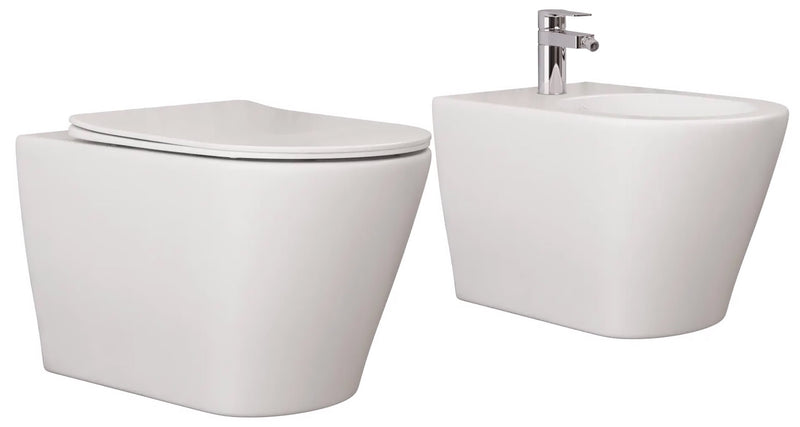 Coppia di Sanitari WC e Bidet Sospesi in Ceramica Bonussi Poseidon-7