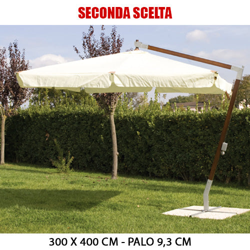 Parasol en bois décentralisé 300X400X9,3 cm blanc pour jardin pour mobilier d'extérieur deuxième choix prezzo