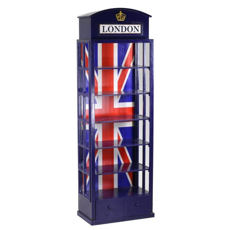 Libreria 6 Ripiani 1 Cassetto 48x27xh146 cm in Legno London Blu-1