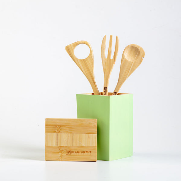 online Set de Cuisine Vert et Bois 4 Ustensiles