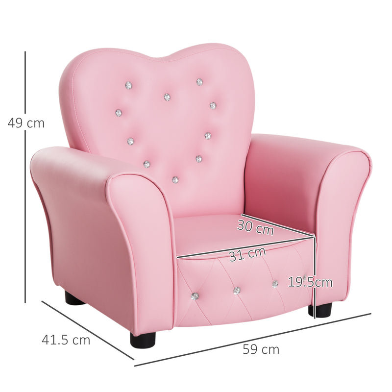 Poltroncina Mini per Bambini 59x41,5x49 cm in PVC Rosa-3