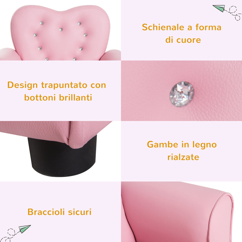 Poltroncina Mini per Bambini 59x41,5x49 cm in PVC Rosa-5