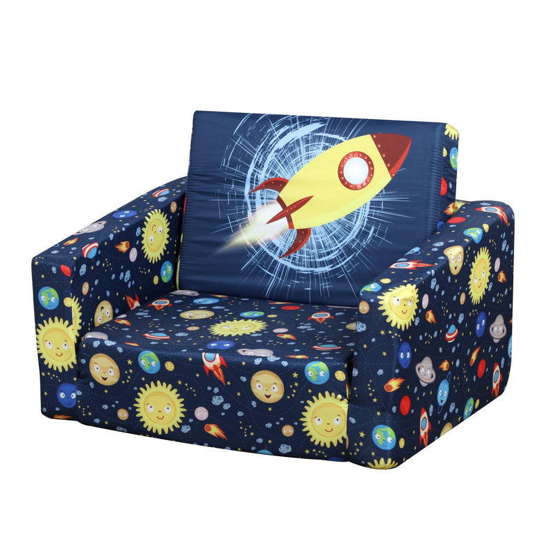 Poltroncina Mini per Bambini Fantasia Spazio 56x42x39 cm  Blu-1