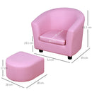 Poltroncina Mini per Bambini con Pouf Poggiapiedi   Rosa-3