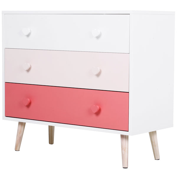 Commode 3 Tiroirs en Pin 90x42x80 cm Blanc et Rose online