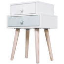 Comodino con 2 Cassetti in Legno MDF 42x30x57 cm  Bianco e Blu-1