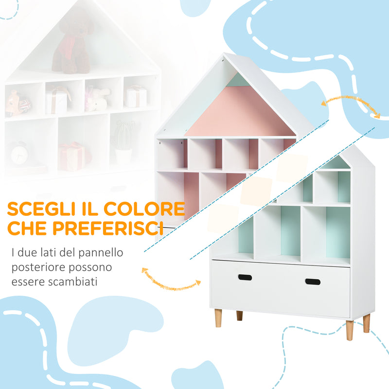 Libreria Scaffale Portagiochi per Cameretta 82x30x126 cm  Bianca-5