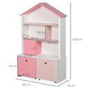 Libreria Scaffale Portagiochi per Cameretta 80x34x130 cm  Rosa-3